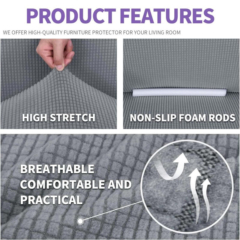 ZNSAYOTX Super Stretch Couch Cover (72"-92") Universal Sofa Covers with Elastic Bottom, Dog Cat Pets Friendly Washable Furniture Protector Fitted Sofa Slipcovers Stay in Place (Light Grey, Sofa) - Image 4